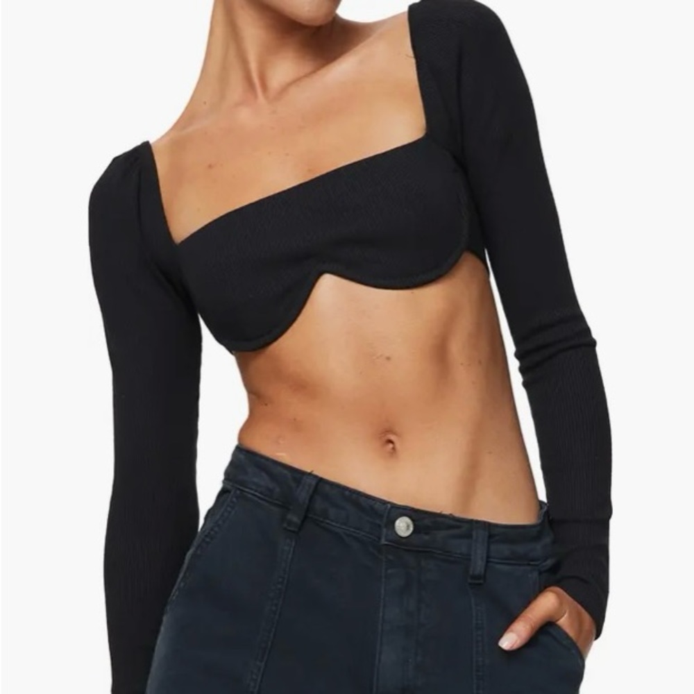 Square Neck Crop Ribbed Knit Top - Picture 4 of 10